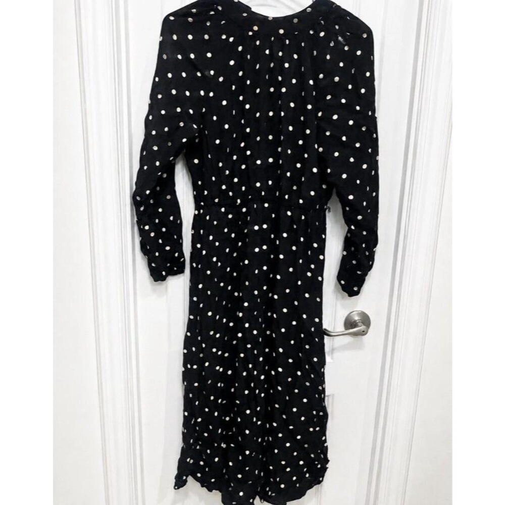 LOFT Women’s Size 4 Black White Polka Dot Long Sleeve Midi Dress